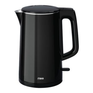 MIKA Kettle, 1.7L, Double Wall, 360º Cordless, Concealed Element, Black
